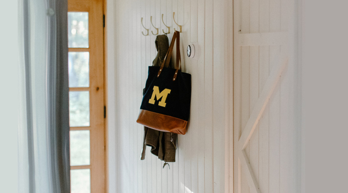 Michigan State Tote bag hanging on the wall