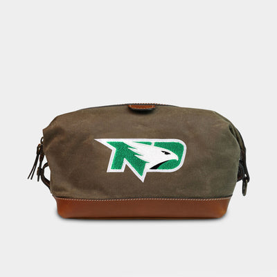 North Dakota Fighting Hawks Waxed Leather Shave Bag