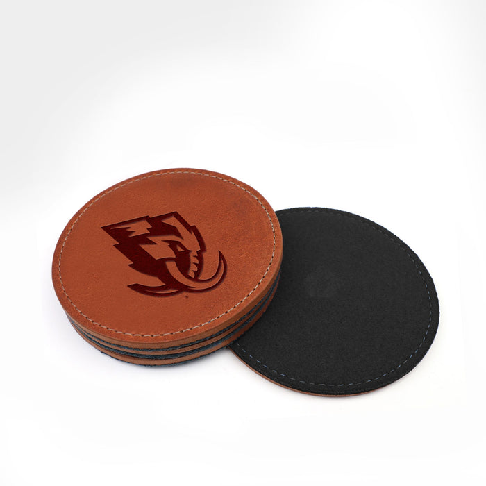 Utah Mammoth Brown Leather and Black Wool Coasters