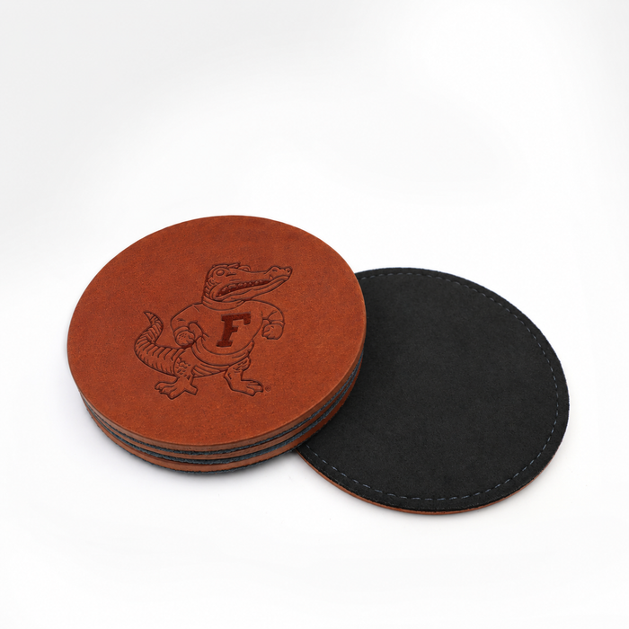 Florida Vintage Albert Brown Leather and Black Wool Coasters