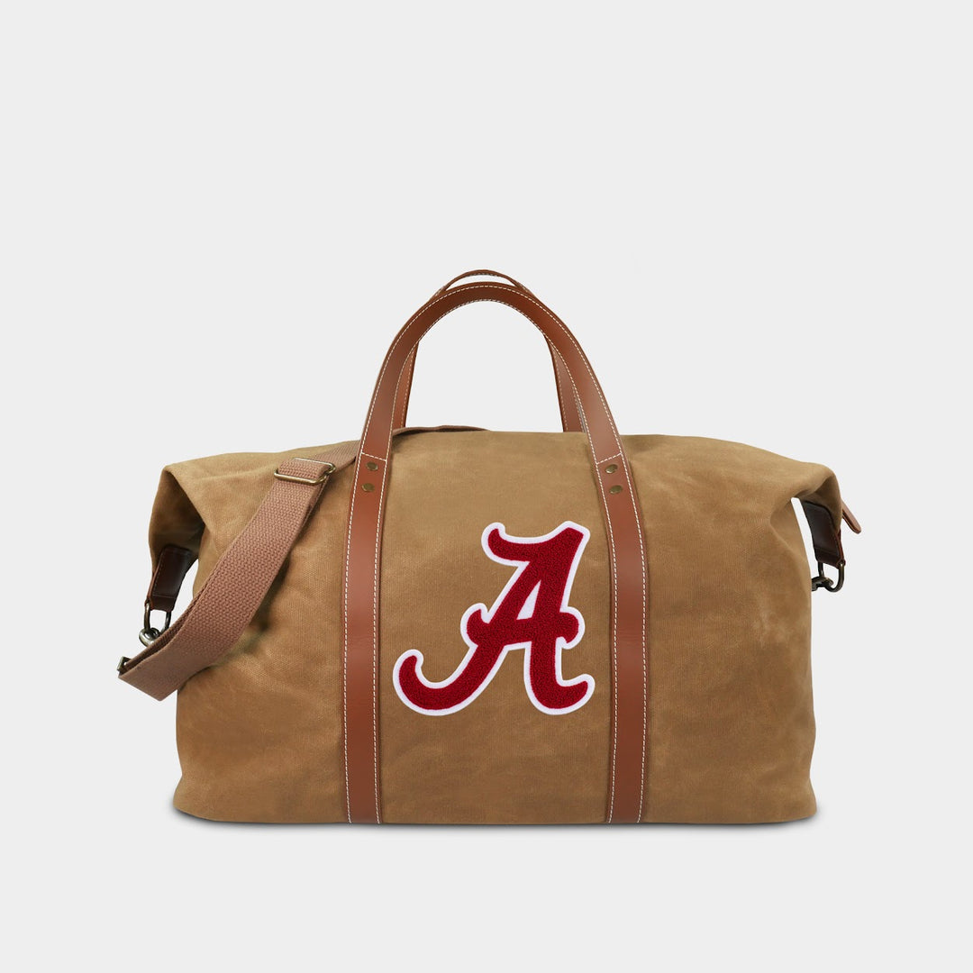 University Of Alabama Crimson Tide Tote Bag – Officially Licensed, Zippered Top, 600D Polyester, 14.8"H (Black & Crimson)