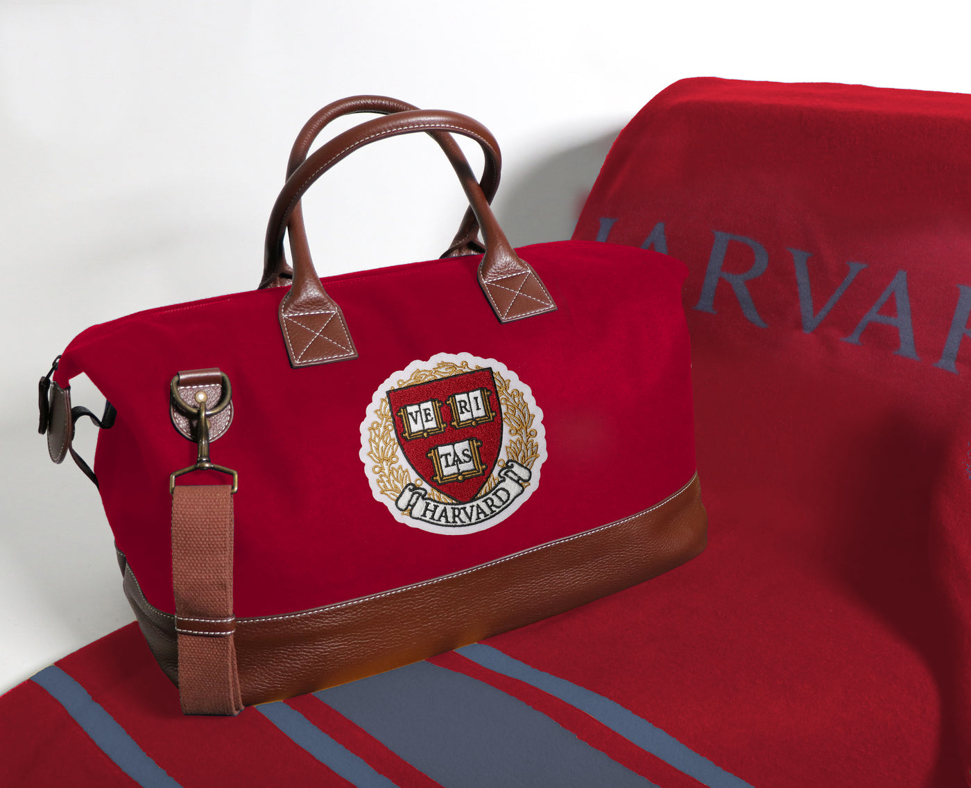 Harvard "Veritas" Weekender and Jacquard Blanket Set