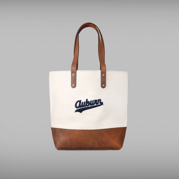 Auburn Tigers Vintage Script Cream Tote Bag