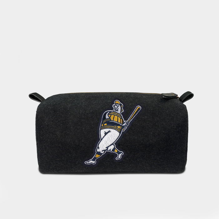 Milwaukee Brewers Barrel Man Black Wool Dopp Kit