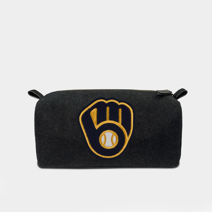 Milwaukee Brewers "Ball-in-Glove" Black Wool Dopp Kit