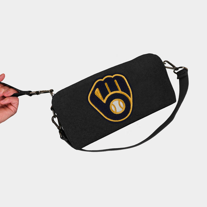 Milwaukee Brewers "Ball-in-Glove" Black Wool Locker Room Bag