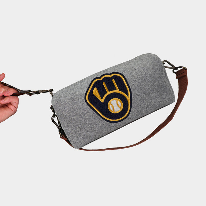 Milwaukee Brewers "Ball-in-Glove" Grey Wool Locker Room Bag