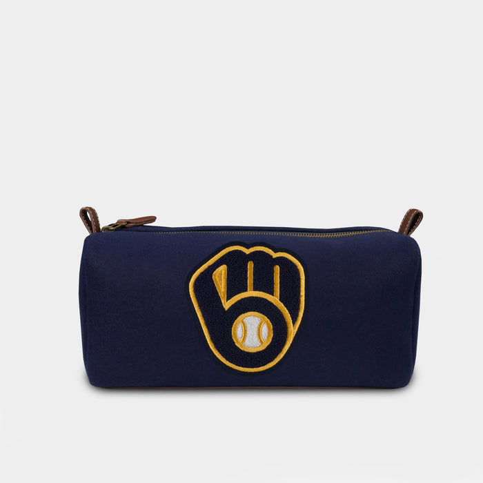 Milwaukee Brewers "Ball-in-Glove" Navy Wool Dopp Kit