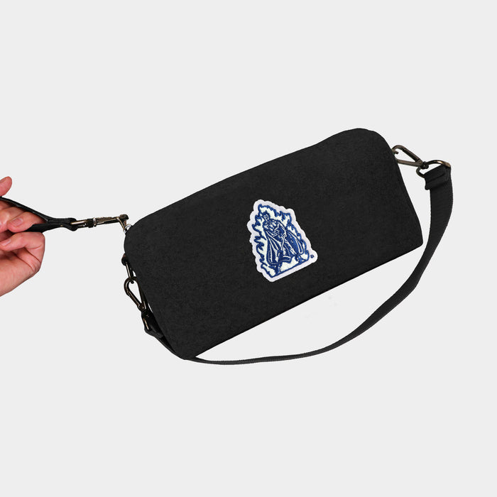 Duke Vintage Blue Devil Black Wool Locker Room Bag