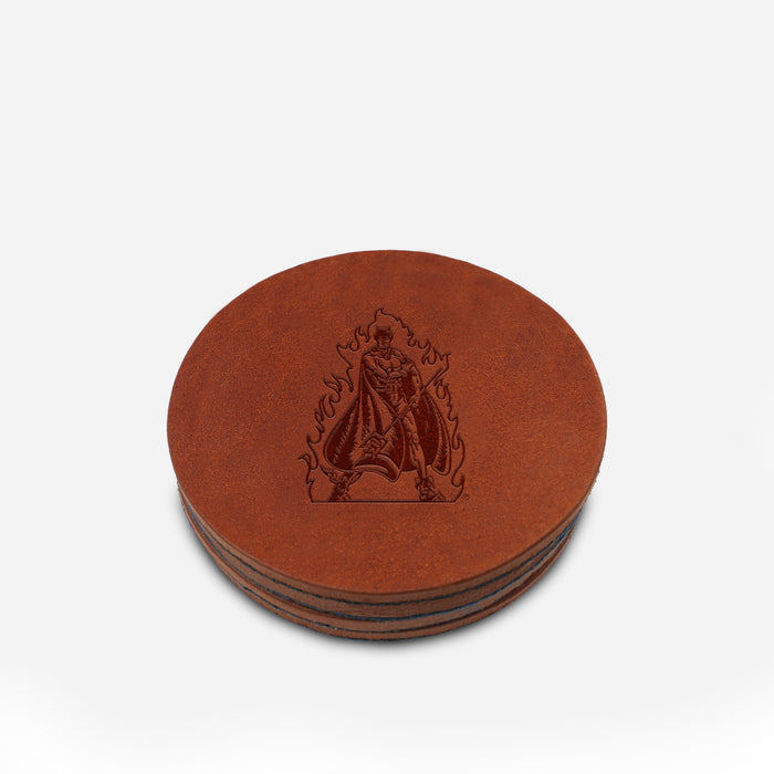 Duke Vintage Blue Devil Brown Leather and Black Wool Coasters