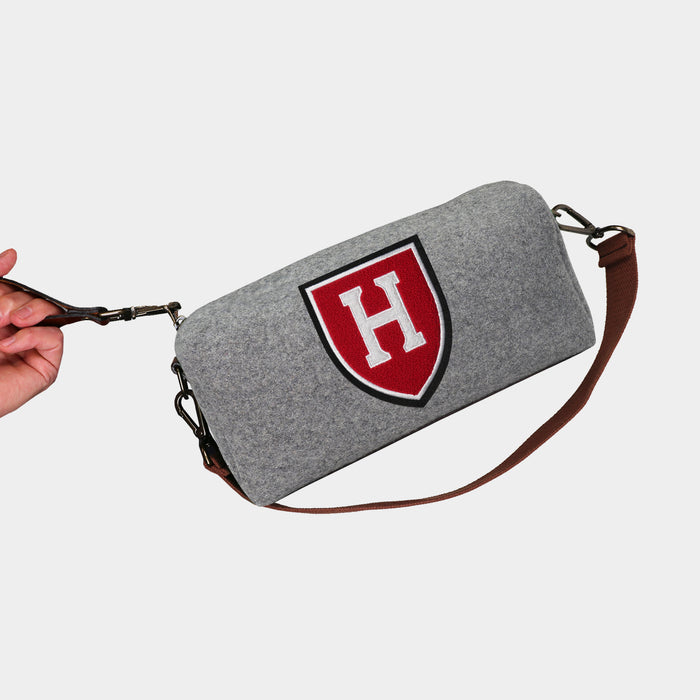 Harvard Crimson Shield Grey Wool Locker Room Bag