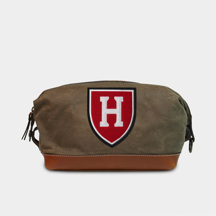 Harvard Crimson Shield Pro Waxed Canvas Dopp Kit