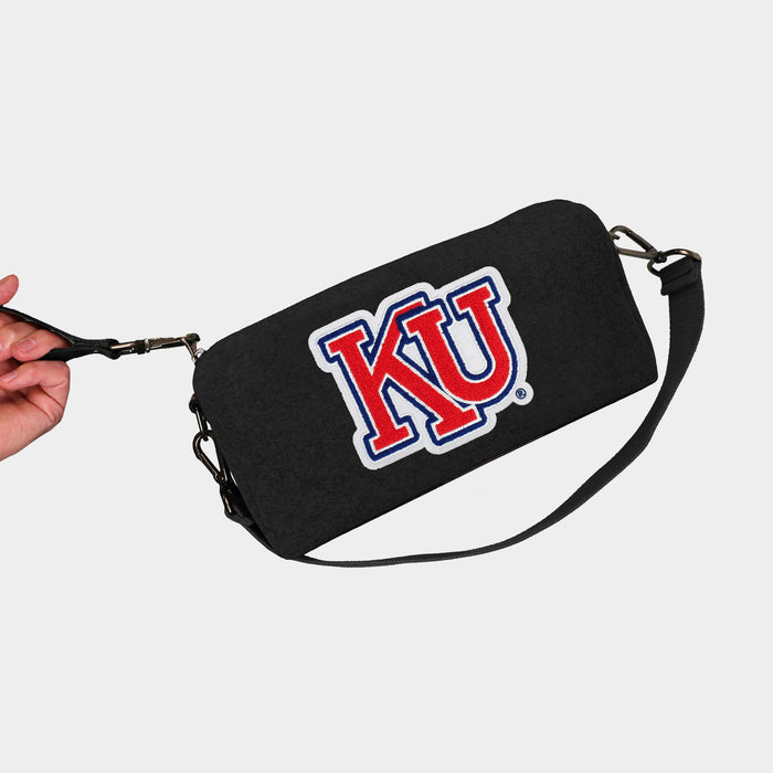 Kansas Jayhawks Vintage "KU" Black Wool Locker Room Bag