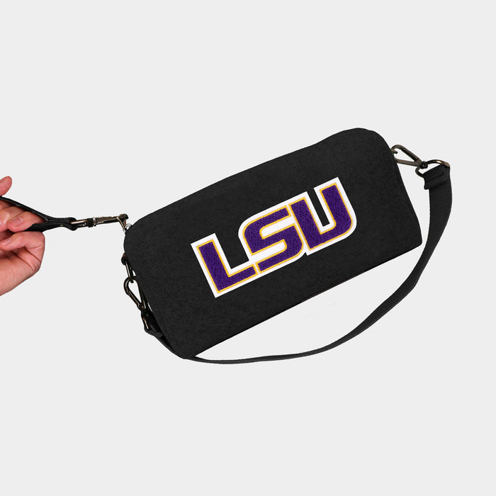 LSU Tigers Purple "LSU" Black Wool Locker Room Bag