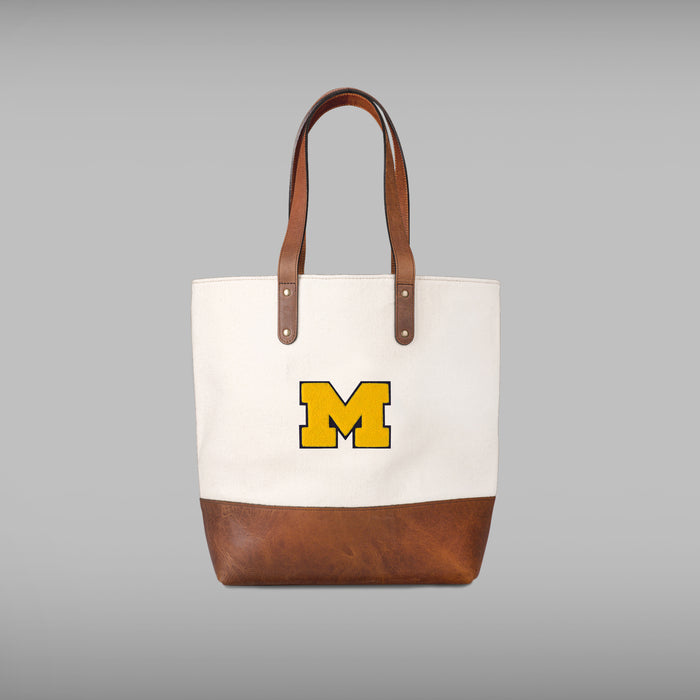 Michigan Wolverines Small "M" Cream Tote Bag