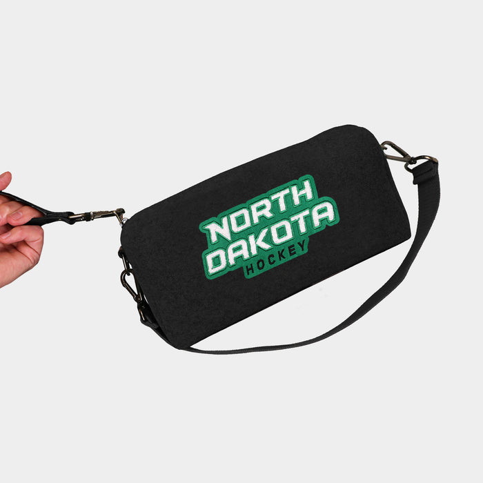 North Dakota Fighting Hawks "Hockey" Black Wool Locker Room Bag