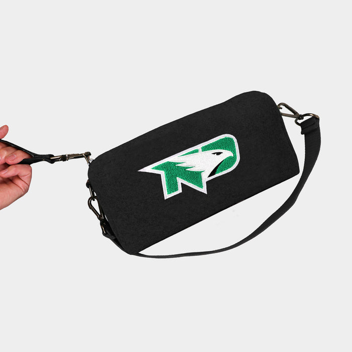 North Dakota Fighting Hawks Black Wool Locker Room Bag