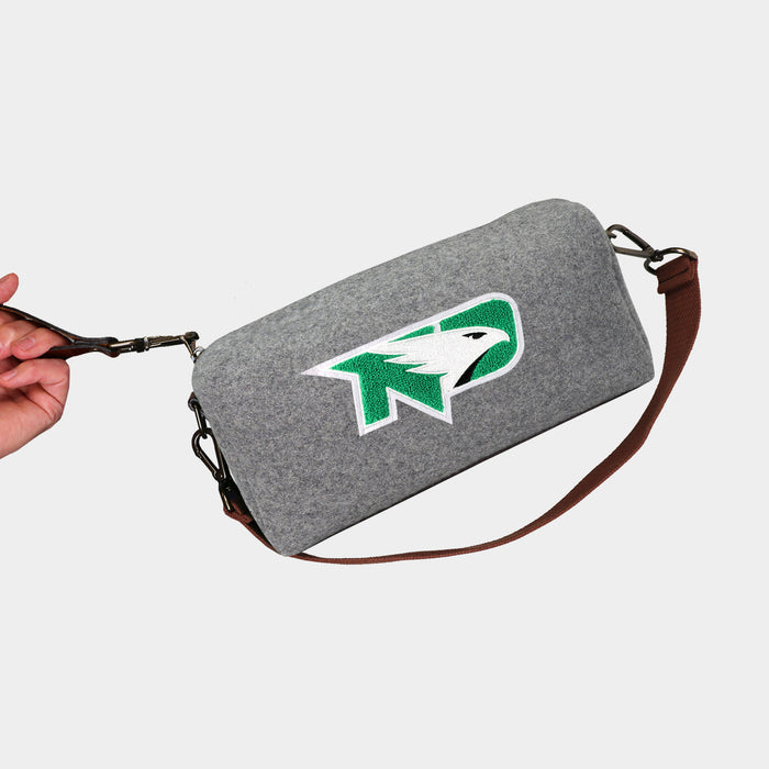 North Dakota Fighting Hawks Grey Wool Locker Room Bag