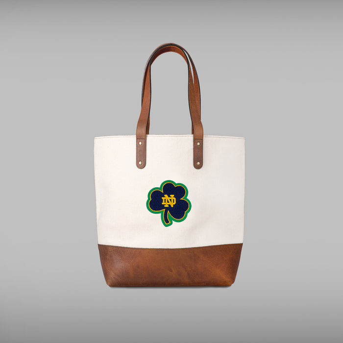 Notre Dame Fighting Irish Navy "Shamrock" Cream Tote Bag