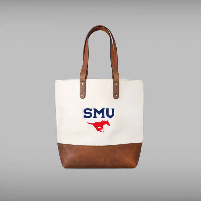 SMU Mustangs Cream Tote Bag