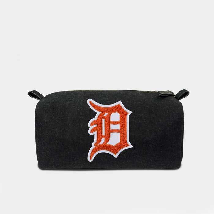 Detroit Tigers Orange "D" Black Wool Dopp Kit