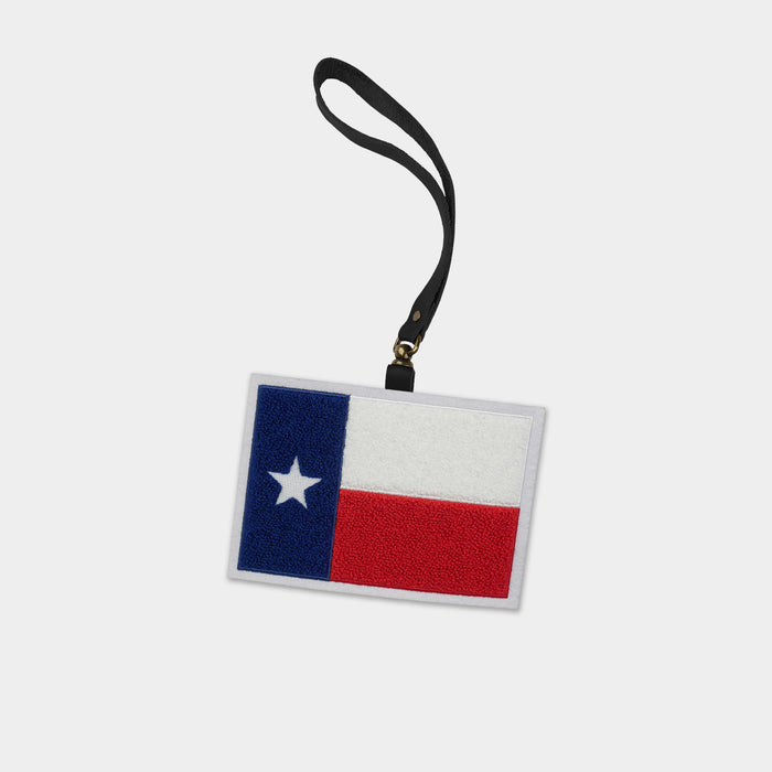 Texas State Flag Black Leather Bag Charm