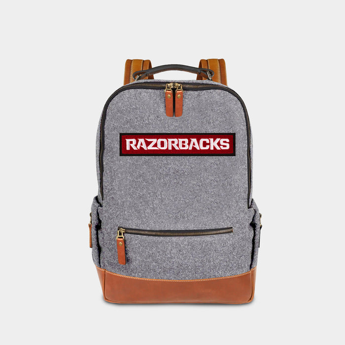 Arkansas Razorbacks Wordmark Grey Wool Backpack