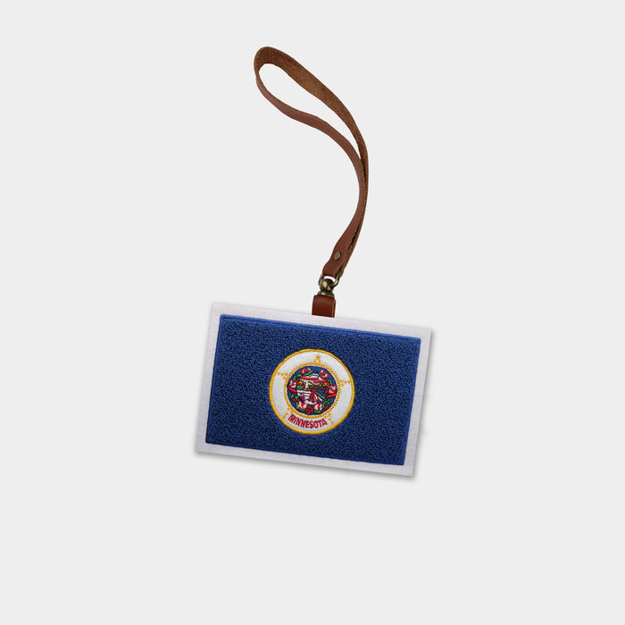 Minnesota State Flag Brown Leather Bag Charm