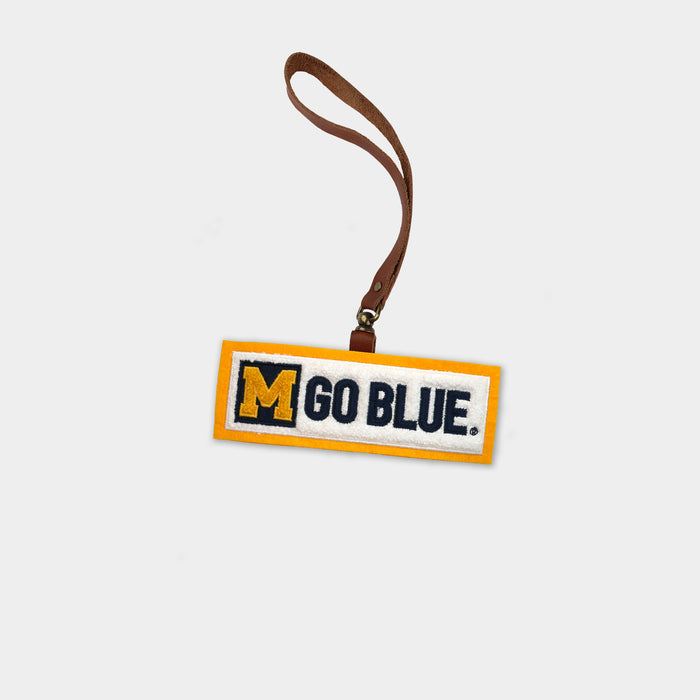 Michigan Wolverines "Go Blue" Brown Leather Bag Charm