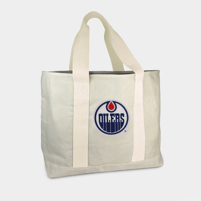 Edmonton Oilers Cream Canvas Boat Tote