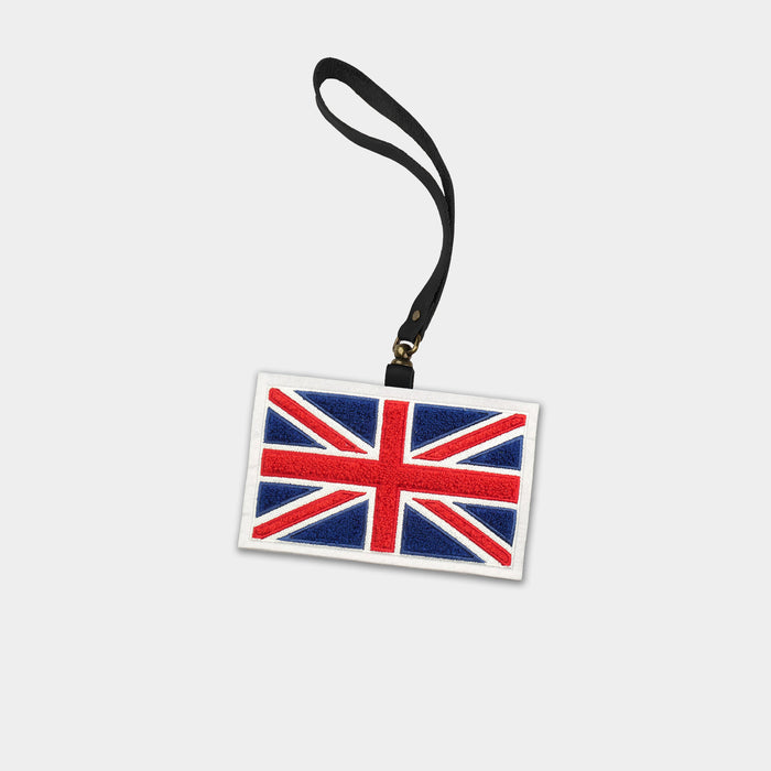 Great Britain Flag Black Leather Bag Charm