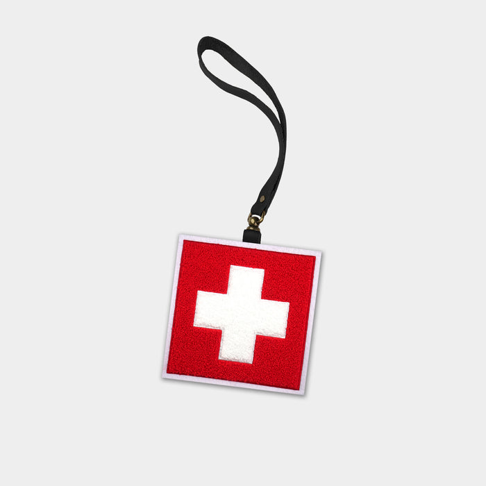 Switzerland Flag Black Leather Bag Charm