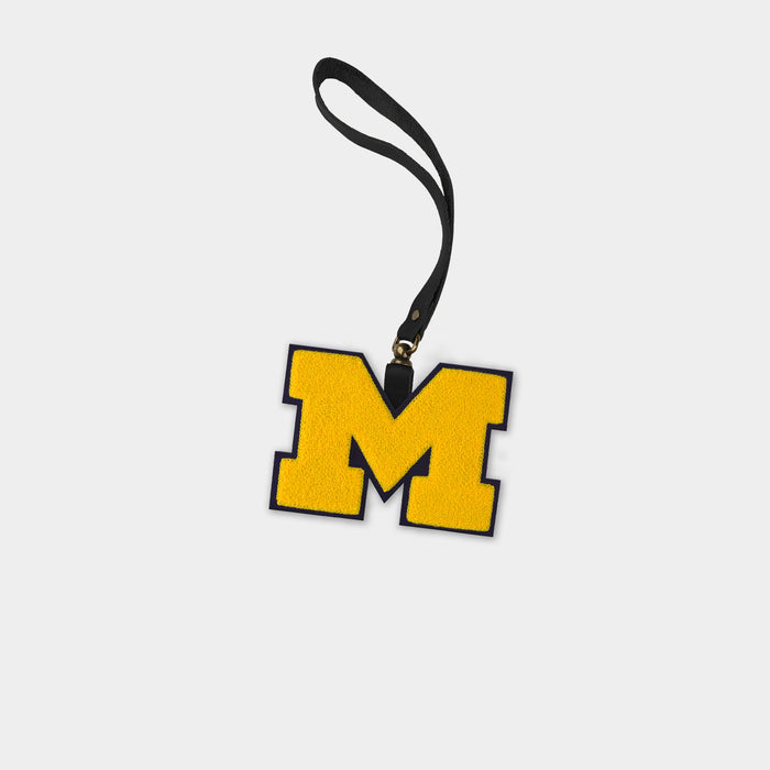 Michigan Wolverines "M" Black Leather Bag Charm