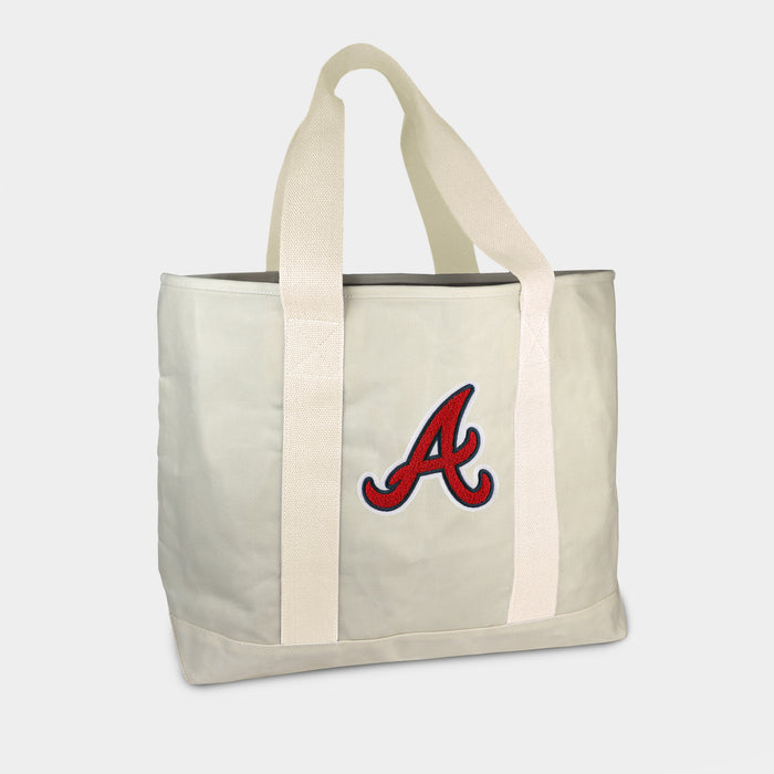 Atlanta Braves A Cream Canvas Boat Tote