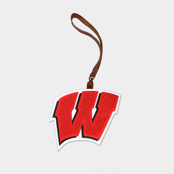 Wisconsin Badgers "W" Brown Leather Bag Charm