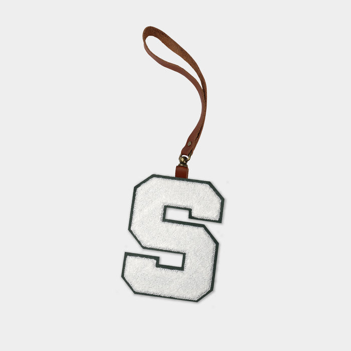 Michigan State Spartans "S" Brown Leather Bag Charm