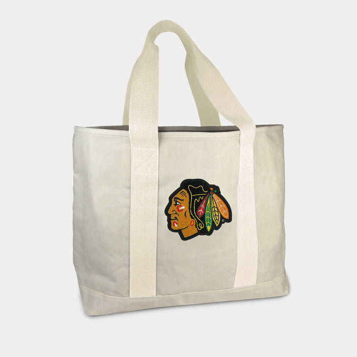 Chicago Blackhawks Cream Canvas Boat Tote
