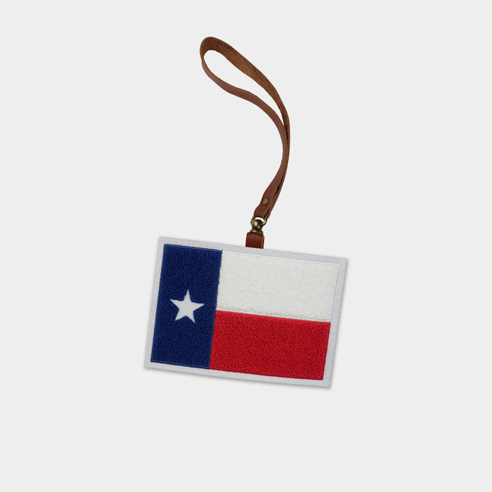 Texas State Flag Brown Leather Bag Charm