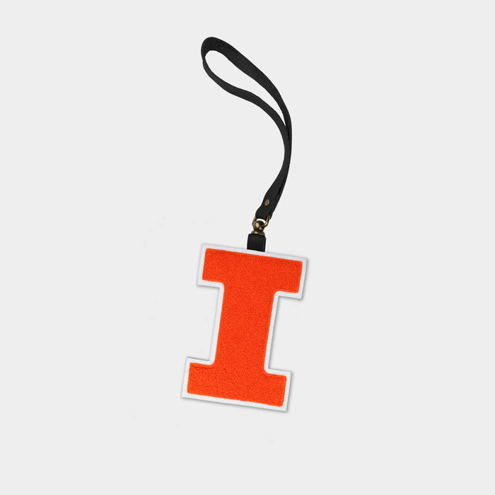 Illinois Fighting Illini Black Leather Bag Charm