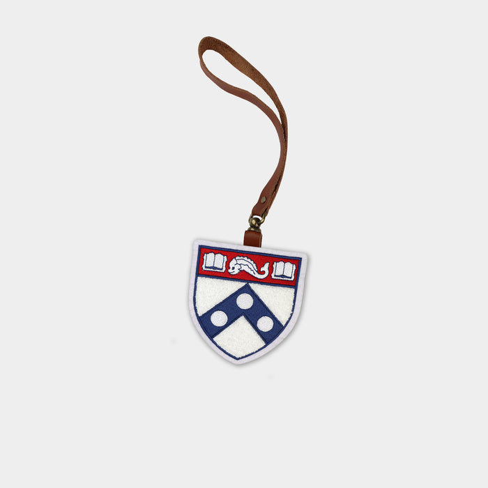 Penn Quakers "Shield" Brown Leather Bag Charm