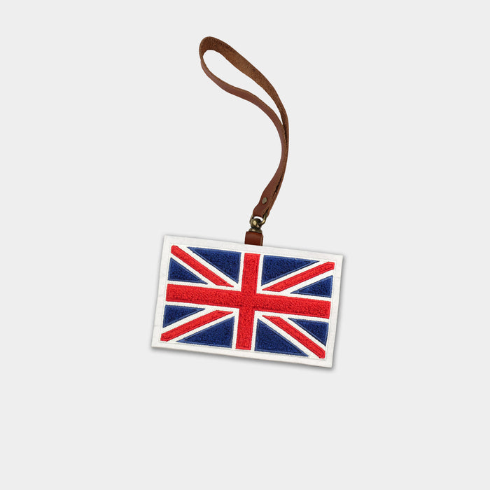 Great Britain Flag Brown Leather Bag Charm