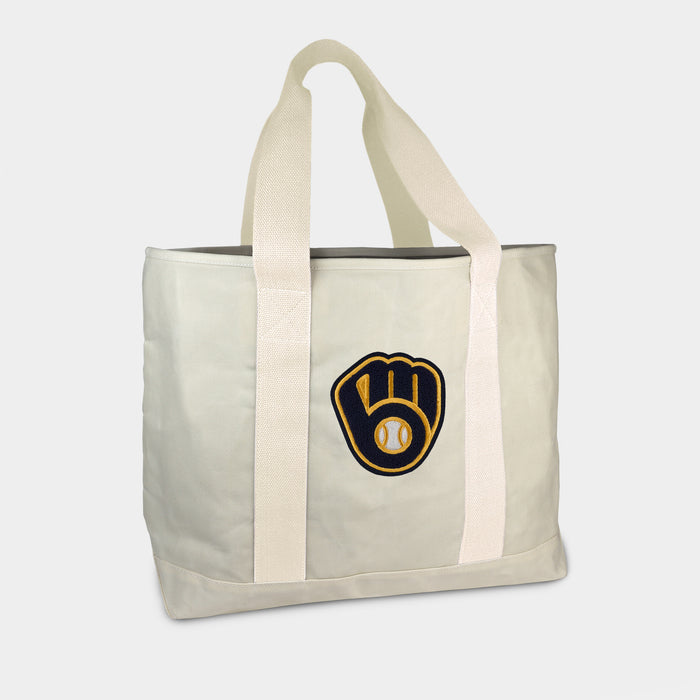 Milwaukee Brewers Cream Canvas Boat Tote