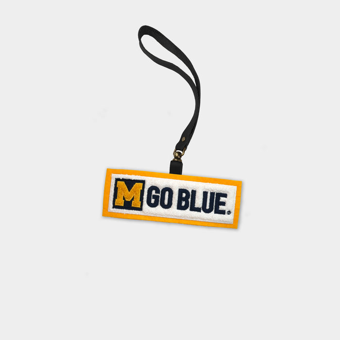 Michigan Wolverines "Go Blue" Black Leather Bag Charm