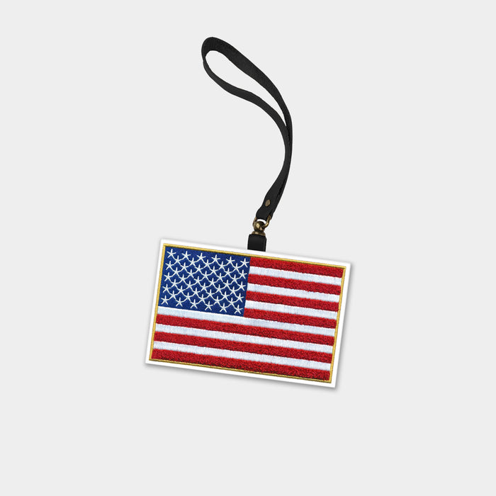 USA American Flag Black Leather Bag Charm