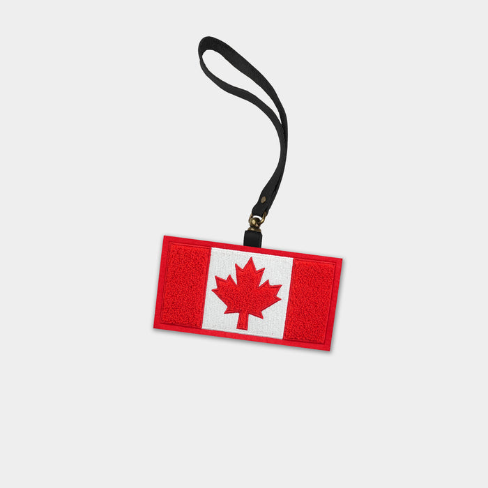 Canada Flag Black Leather Bag Charm