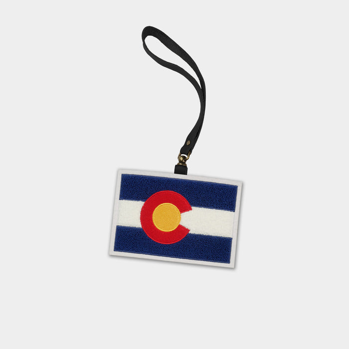 Colorado State Flag Black Leather Bag Charm