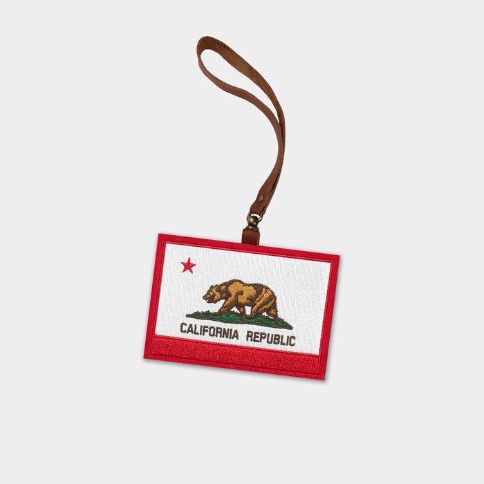 California State Flag Brown Leather Bag Charm