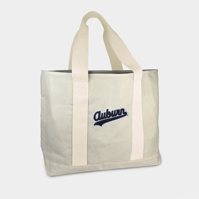 Auburn Tigers Vault Script Cream Canvas Boat Tote