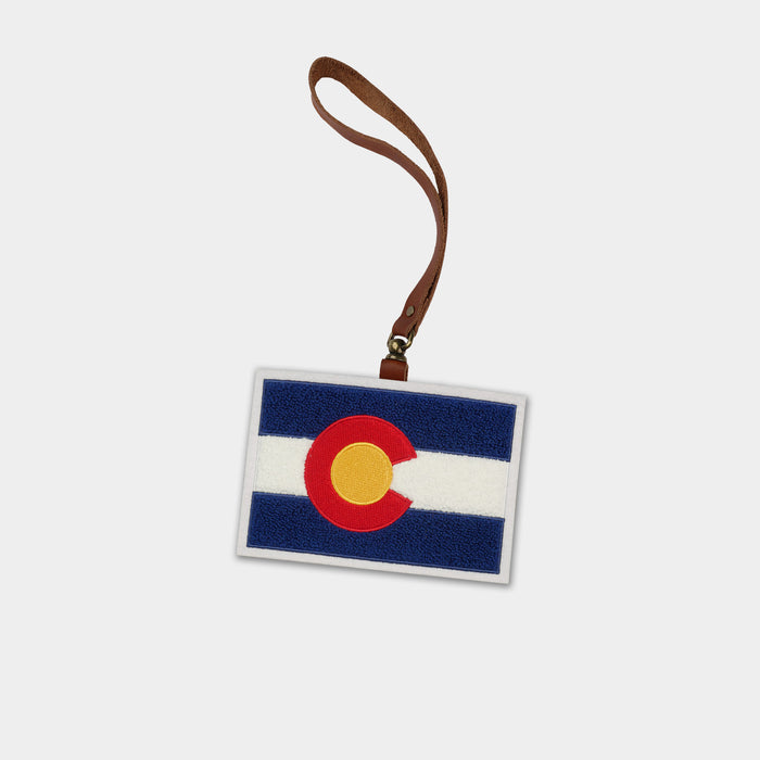 Colorado State Flag Brown Leather Bag Charm