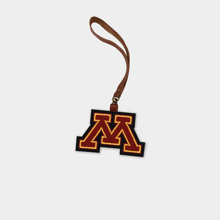 Minnesota Golden Gophers "Maroon M" Brown Leather Bag Charm